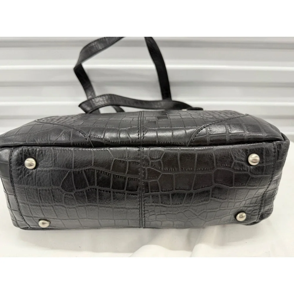 PATRICIA NASH Helmsley‎ Leather Satchel Handbag NWT BLACK  Croco Embossed